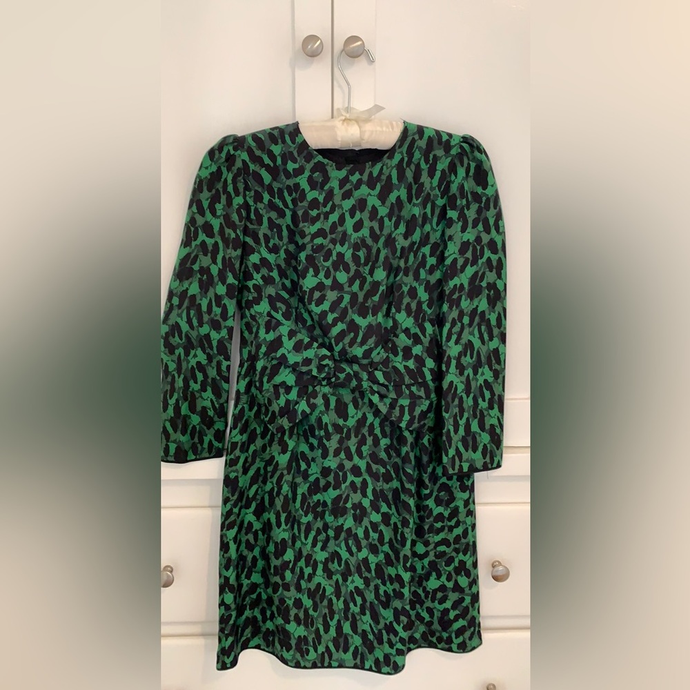 Marc Jacobs Green Leopard Print party dress.